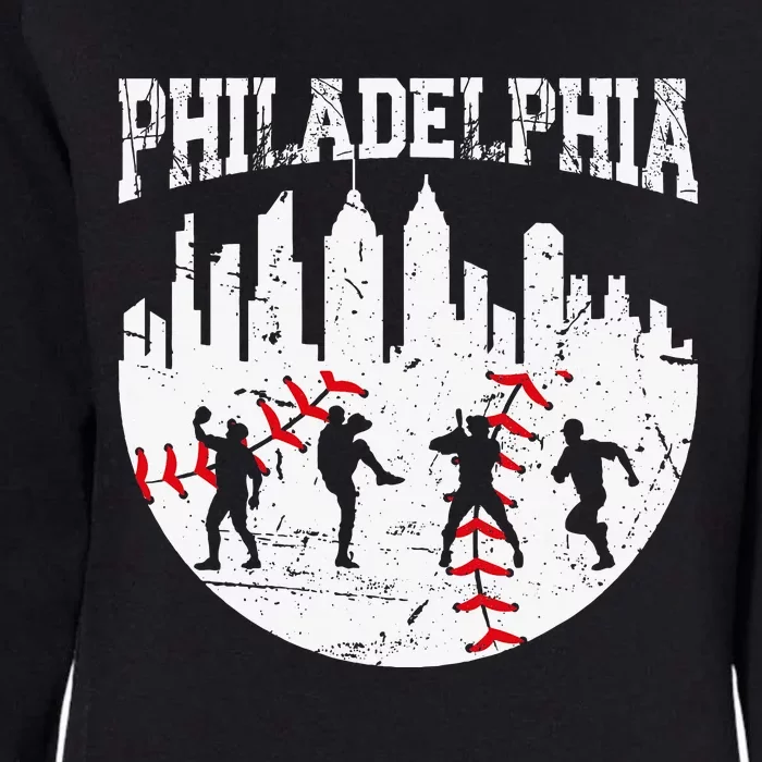 Philadelphia Skyline P.H.I.L.L.Y Cityscape Baseball Fans Womens California Wash Sweatshirt