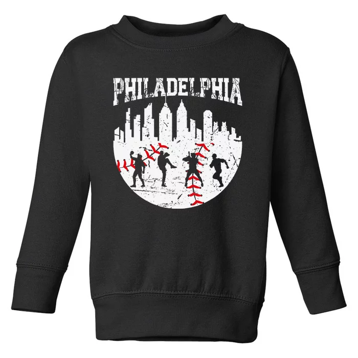 Philadelphia Skyline P.H.I.L.L.Y Cityscape Baseball Fans Toddler Sweatshirt