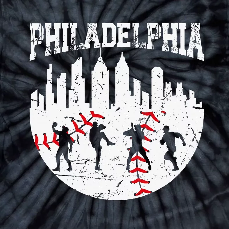 Philadelphia Skyline P.H.I.L.L.Y Cityscape Baseball Fans Tie-Dye T-Shirt