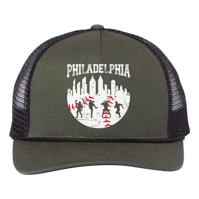 Philadelphia Skyline P.H.I.L.L.Y Cityscape Baseball Fans Retro Rope Trucker Hat Cap