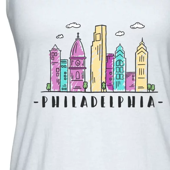 Philadelphia Skyline Pennsylvania Souvenir Gift Ladies Essential Flowy Tank