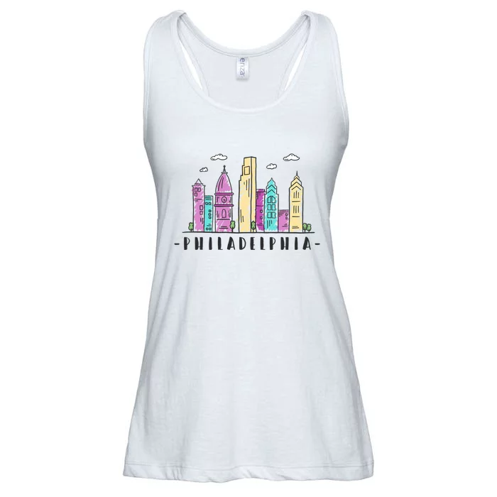 Philadelphia Skyline Pennsylvania Souvenir Gift Ladies Essential Flowy Tank