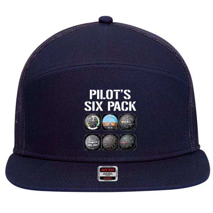 Pilots Six Pack Funny Pilot Aviation Flying 7 Panel Mesh Trucker Snapback Hat