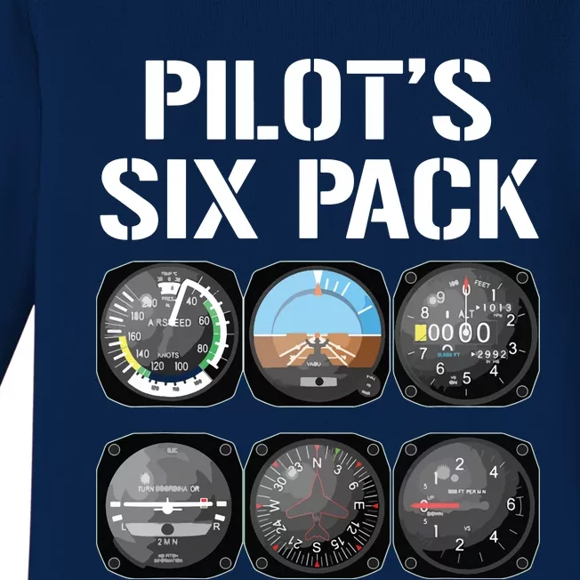 Pilots Six Pack Funny Pilot Aviation Flying Baby Long Sleeve Bodysuit