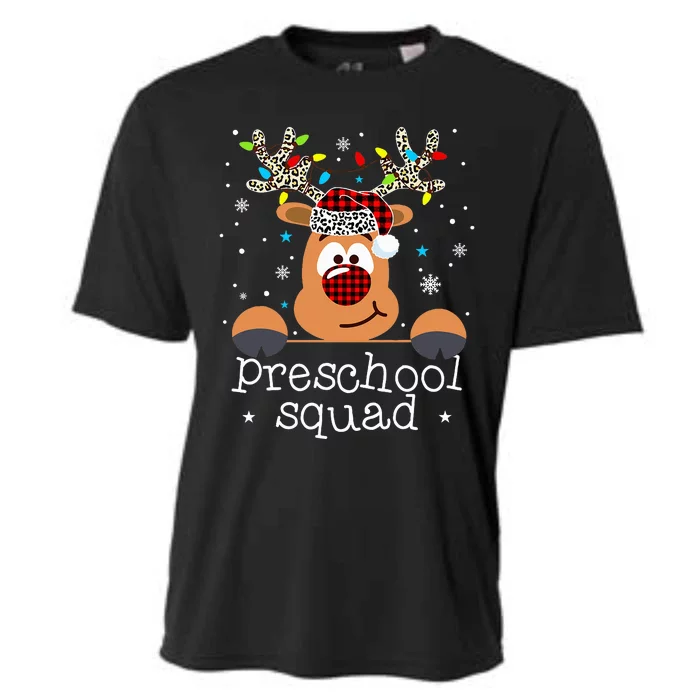 Preschool Squad Plaid Reindeer Santa Hat Teacher Christmas Cooling Performance Crew T-Shirt