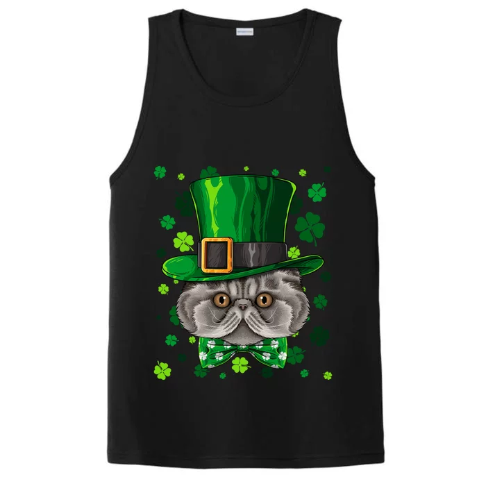 Persian St Patricks Day Cat Leprechaun Hat Shamrock Cool Gift Performance Tank