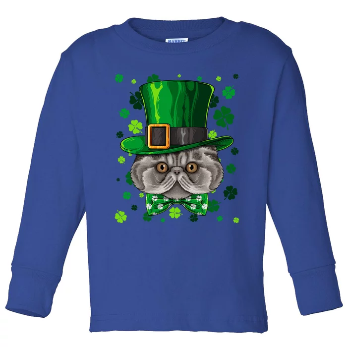 Persian St Patricks Day Cat Leprechaun Hat Shamrock Cool Gift Toddler Long Sleeve Shirt