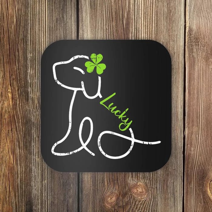 Puppy St Patricks Day Dog Lover Shamrock Coaster