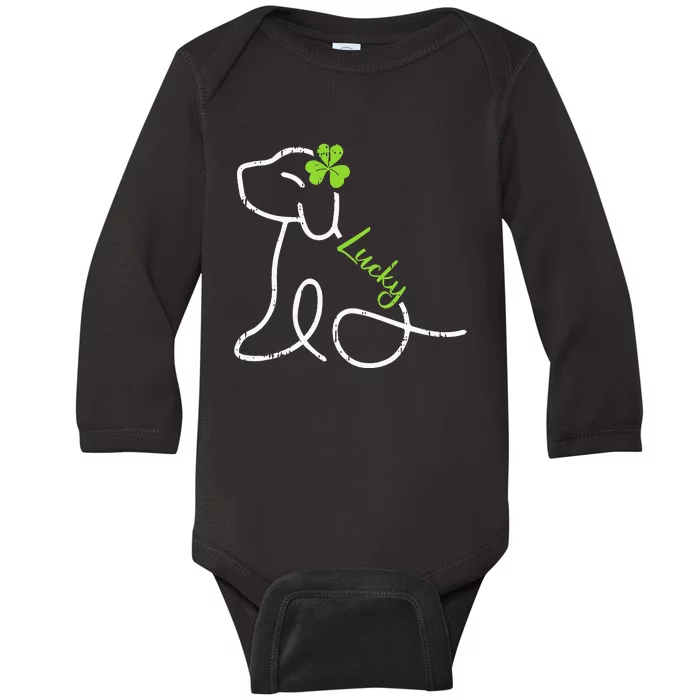 Puppy St Patricks Day Dog Lover Shamrock Baby Long Sleeve Bodysuit