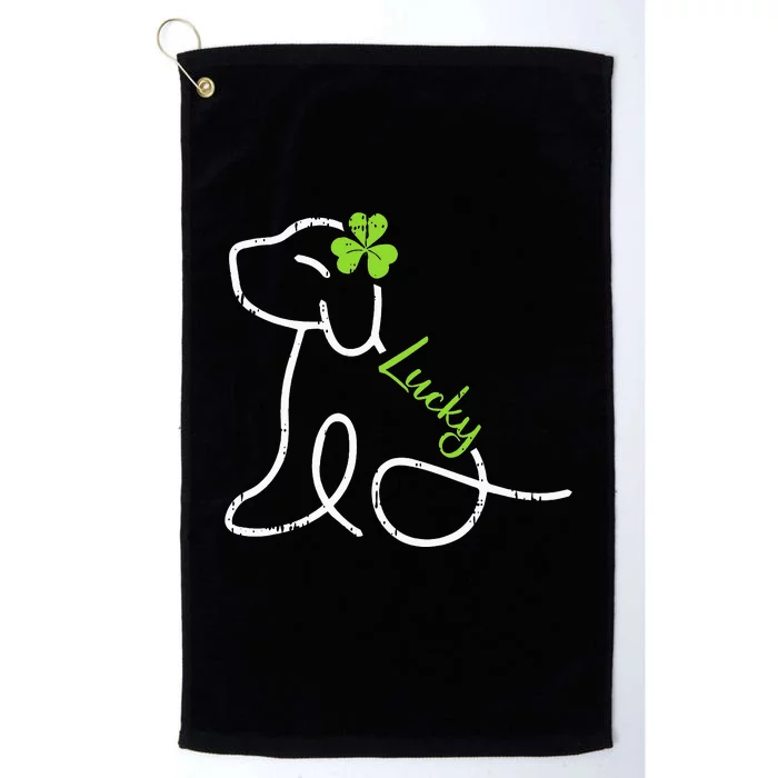 Puppy St Patricks Day Dog Lover Shamrock Platinum Collection Golf Towel