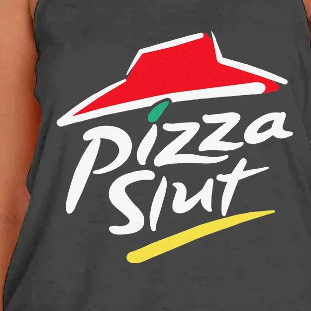 Pizza Slut Pepperoni Cheese Slice Women's Knotted Racerback Tank