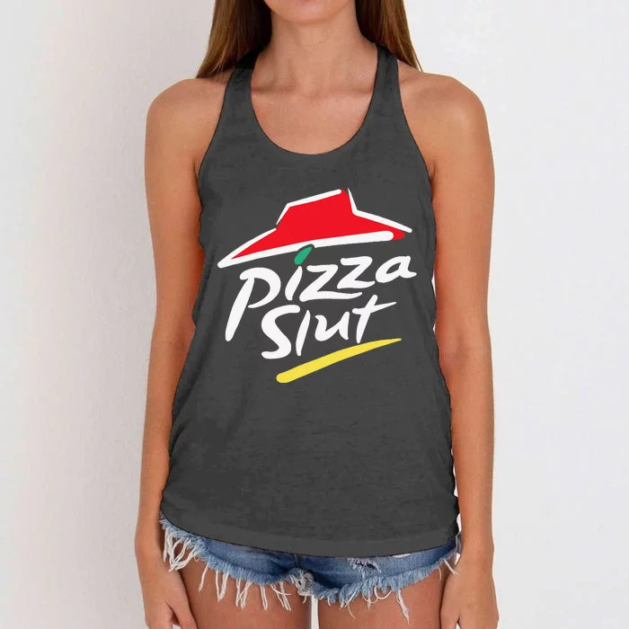 Pizza Slut Pepperoni Cheese Slice Women's Knotted Racerback Tank