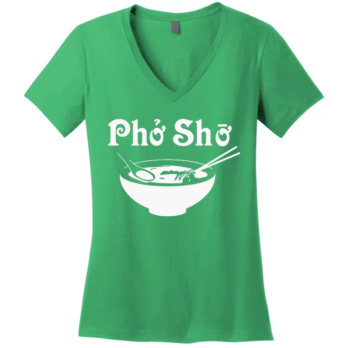 Pho Sho Present Foodie Soup Vietnamese Viet Asian Food Bow Women's V-Neck T-Shirt