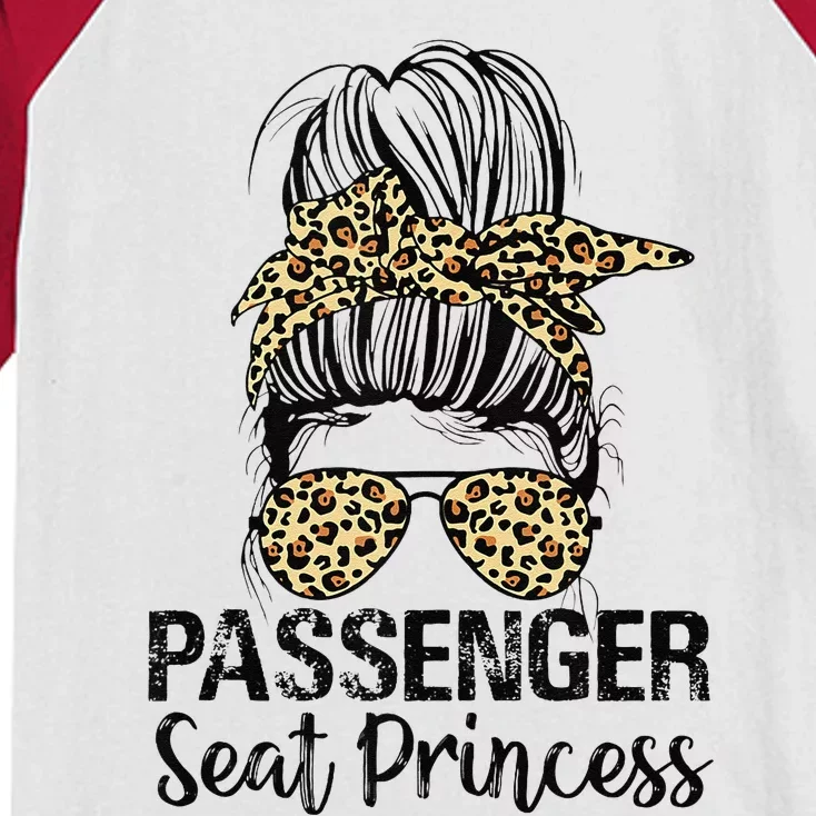 Passenger Seat Princess Messy Bun Funny Saying Kids Colorblock Raglan Jersey