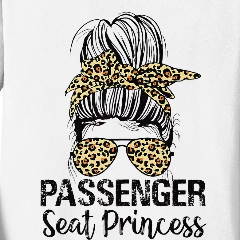 Passenger Seat Princess Messy Bun Funny Saying Kids Long Sleeve Shirt