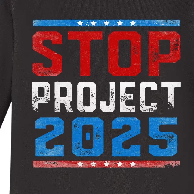 Prodemocracy Stop Project 2025 Presidential Election 2024 Baby Long Sleeve Bodysuit