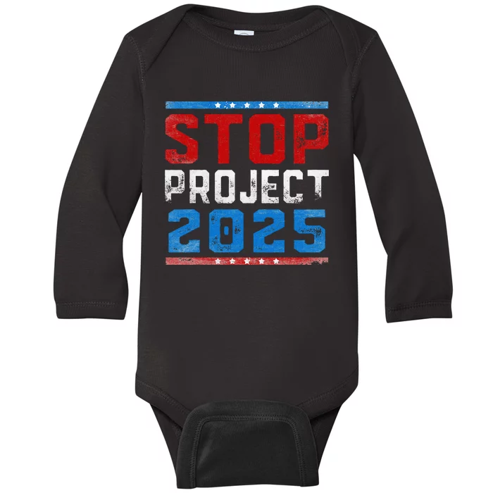 Prodemocracy Stop Project 2025 Presidential Election 2024 Baby Long Sleeve Bodysuit