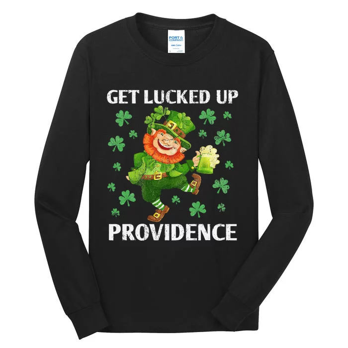 Providence St Patricks Day Get Lucked Up Dancing Leprechaun Tall Long Sleeve T-Shirt