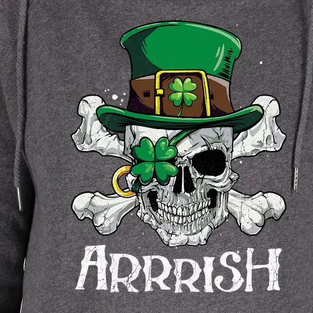 Pirate St Patricks Day Arrrish Leprechaun Womens Funnel Neck Pullover Hood