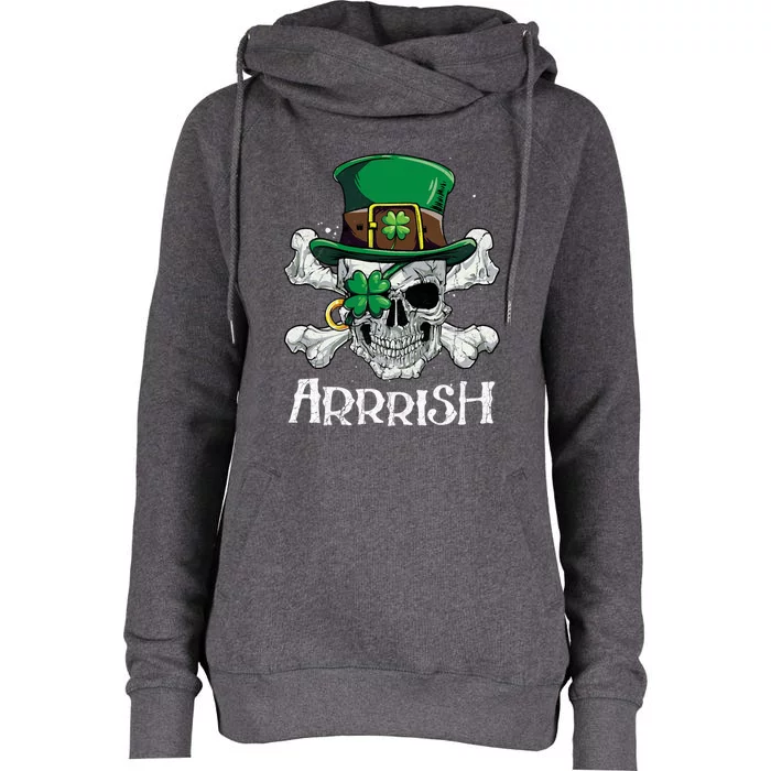 Pirate St Patricks Day Arrrish Leprechaun Womens Funnel Neck Pullover Hood