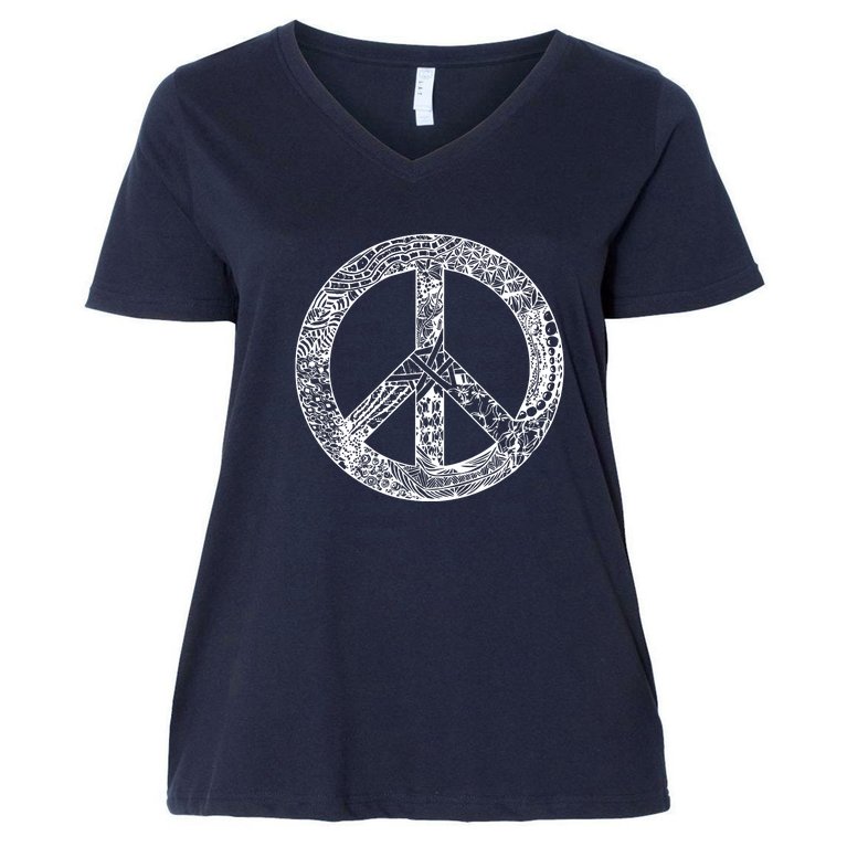 Peace Symbol Women's V-Neck Plus Size T-Shirt