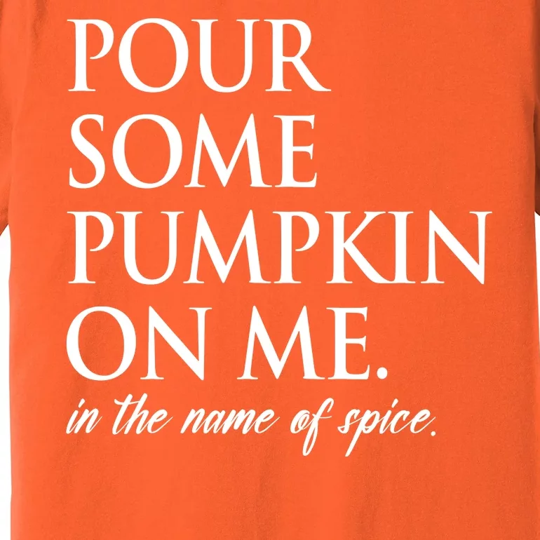 Pour Some Pumpkin On Me In The Name Of Spice Funny Fall Premium T-Shirt