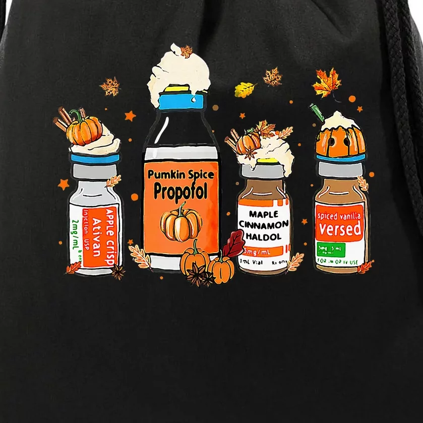 Pumpkin Spice Propofol Ativan Versed Haldol Halloween Nurse Drawstring Bag