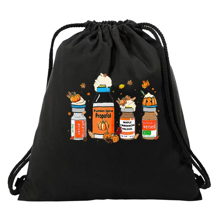 Pumpkin Spice Propofol Ativan Versed Haldol Halloween Nurse Drawstring Bag