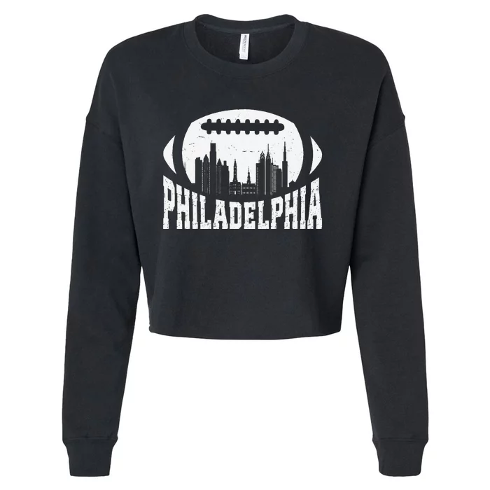 Philadelphia Skyline Philadelphia Cityscape Retro Vintage Cropped Pullover Crew