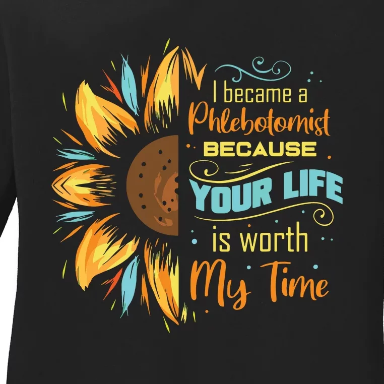 Phlebotomist Sunflower Phlebotomy Technician Ladies Long Sleeve Shirt