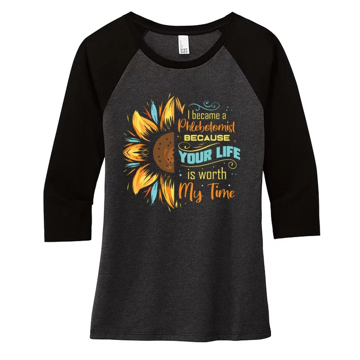 Phlebotomist Sunflower Phlebotomy Technician Women's Tri-Blend 3/4-Sleeve Raglan Shirt