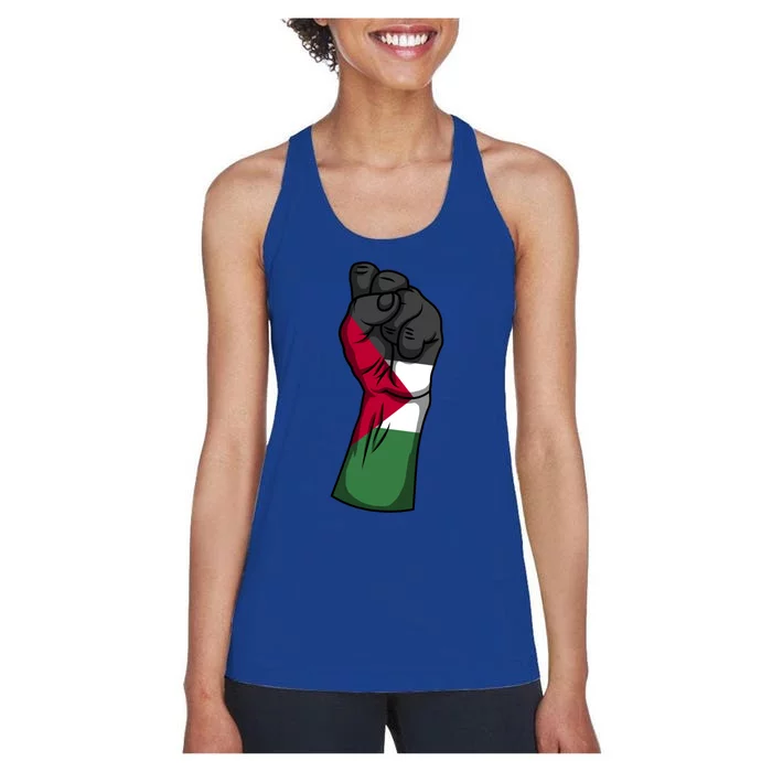 Palestine Strong Protest Fist Palestinian Free Palestine Cool Gift Women's Racerback Tank