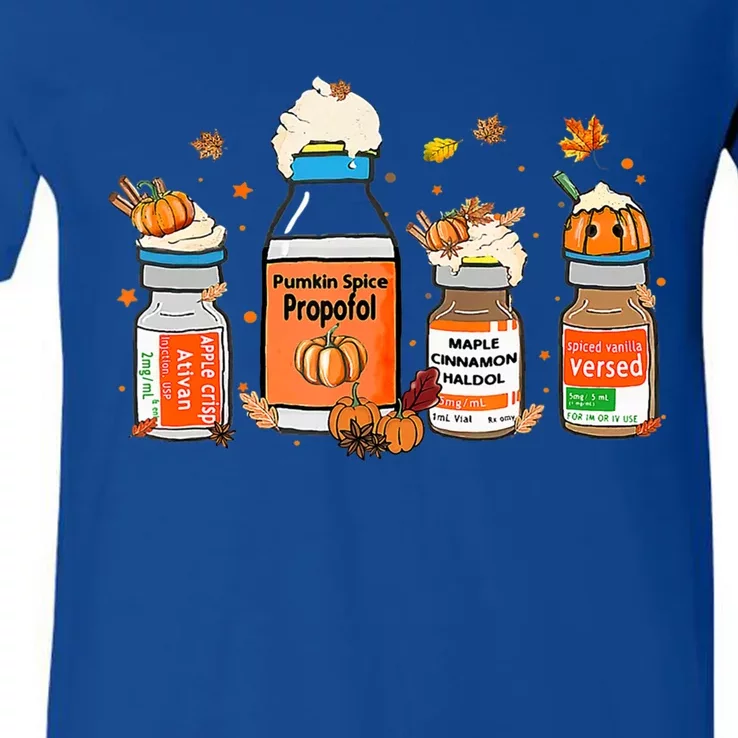 Pumpkin Spice Propofol Ativan Versed Haldol Halloween Nurse Cool Gift V-Neck T-Shirt