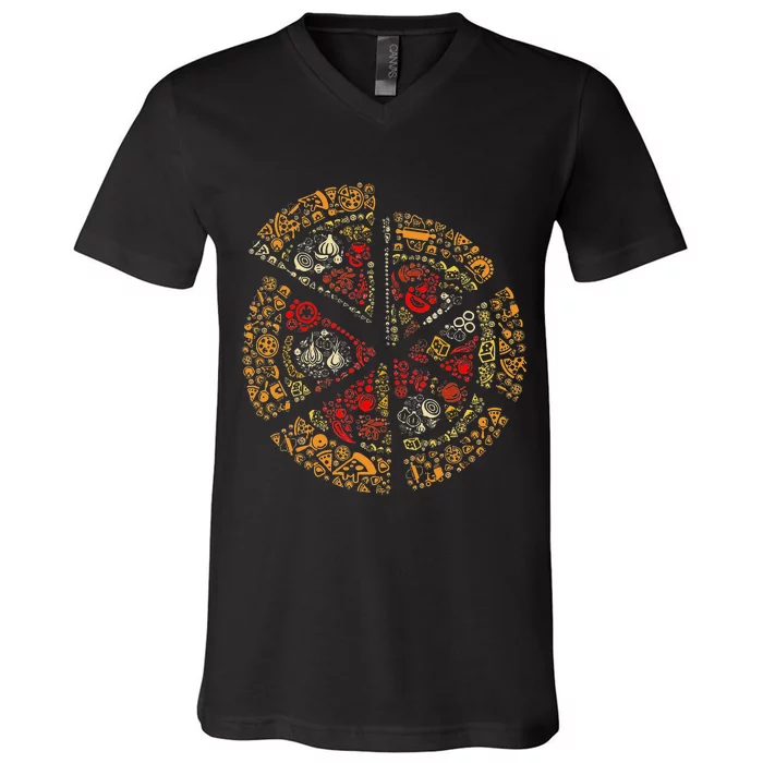 Pizza Silhouette V-Neck T-Shirt