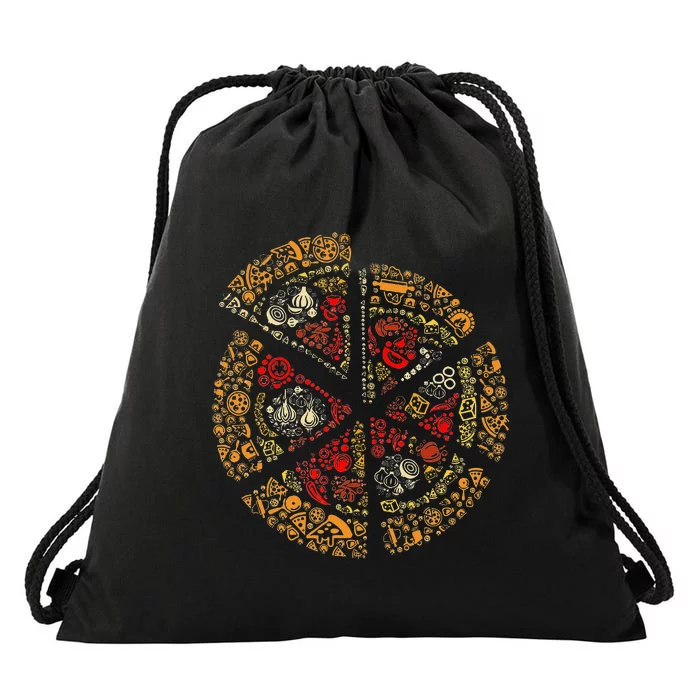 Pizza Silhouette Drawstring Bag