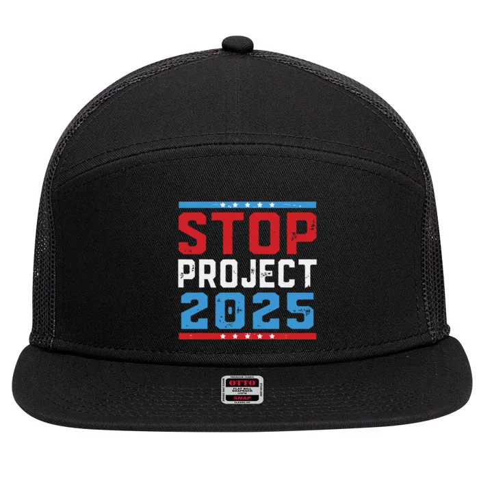 Prodemocracy Stop Project 2025 Presidential Election 2024 7 Panel Mesh Trucker Snapback Hat