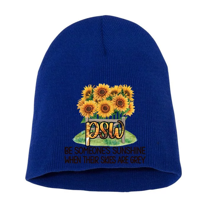 Psw Sunflower Proud Personal Support Worker Gift Short Acrylic Beanie