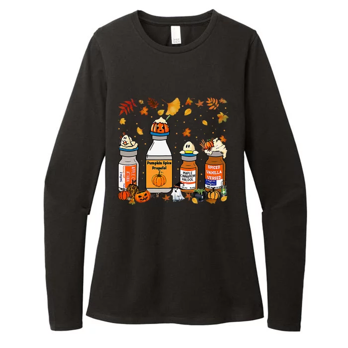 Pumpkin Spice Propofol Ativan Versed Haldol Halloween Nurse Womens CVC Long Sleeve Shirt