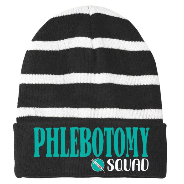 Phlebotomy Squad Phlebotomist Phlebotomy Striped Beanie with Solid Band