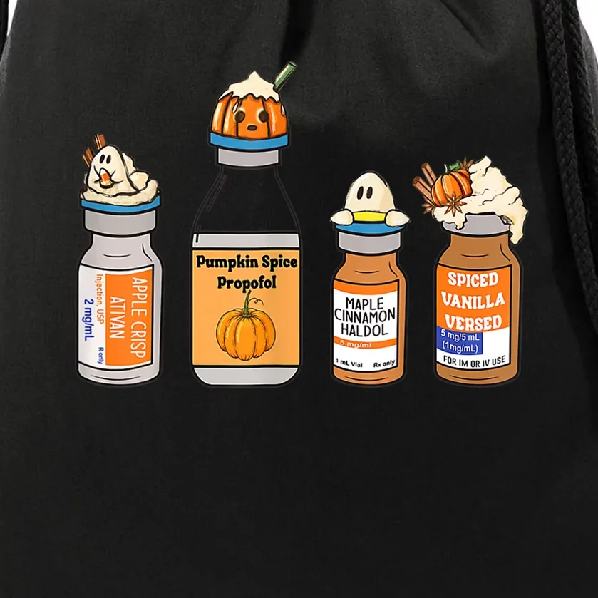 Pumpkin Spice Propofol Ativan Versed Haldol Nurse Halloween Drawstring Bag