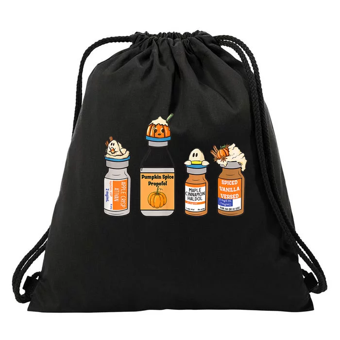 Pumpkin Spice Propofol Ativan Versed Haldol Nurse Halloween Drawstring Bag