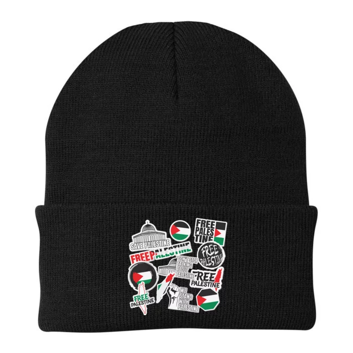 Palestine Solidarity Palestine Flag With Masjed Alaqsa Knit Cap Winter Beanie