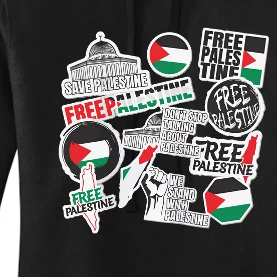 Palestine Solidarity Palestine Flag With Masjed Alaqsa Women's Pullover Hoodie