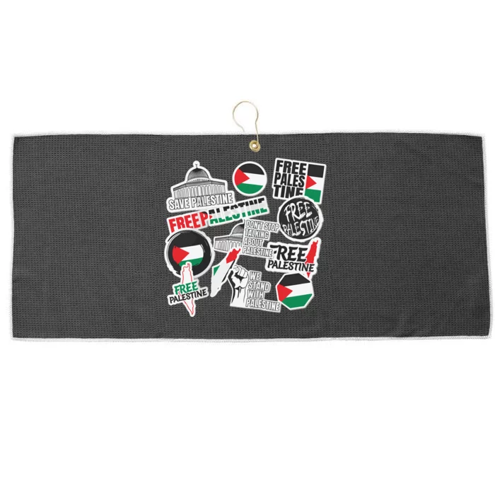 Palestine Solidarity Palestine Flag With Masjed Alaqsa Large Microfiber Waffle Golf Towel