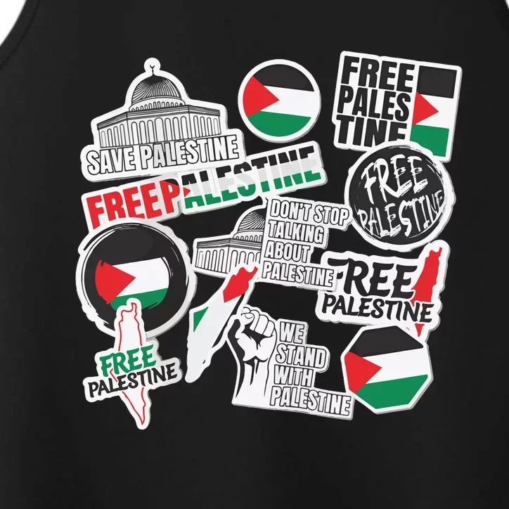 Palestine Solidarity Palestine Flag With Masjed Alaqsa Performance Tank