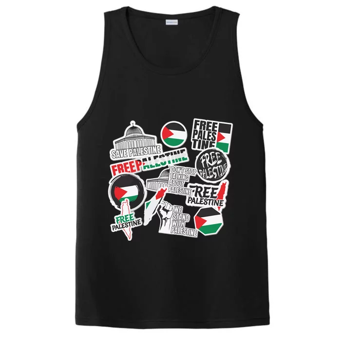 Palestine Solidarity Palestine Flag With Masjed Alaqsa Performance Tank