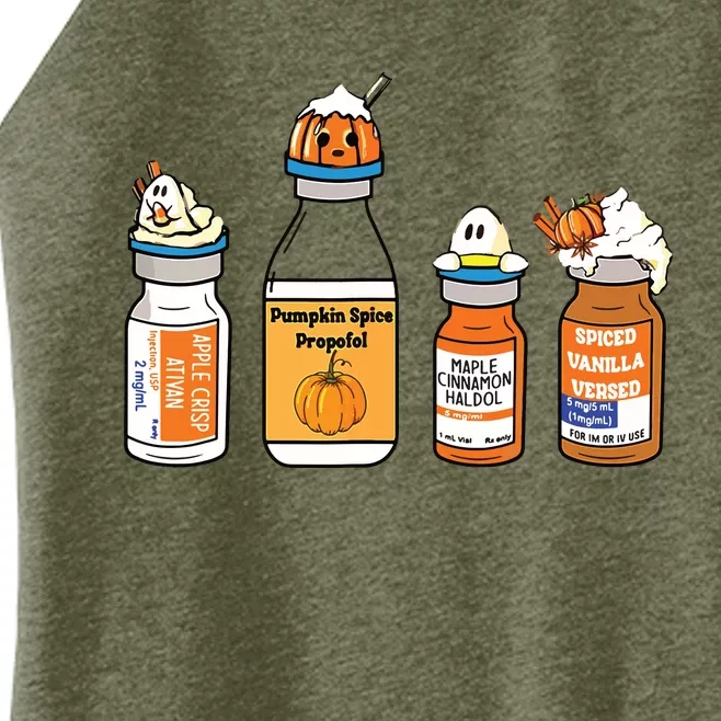 Pumpkin Spice Propofol Ativan Versed Haldol Nurse Halloween Women’s Perfect Tri Rocker Tank