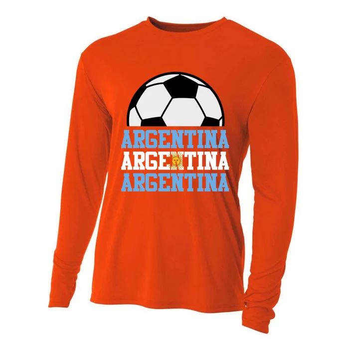 Patriotic Soccer Player Argentinian National Flag Argentina Cute Gift Cooling Performance Long Sleeve Crew