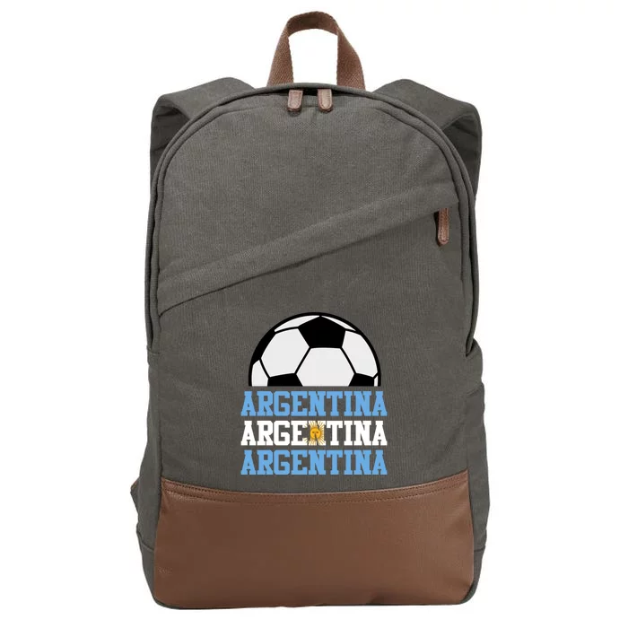 Patriotic Soccer Player Argentinian National Flag Argentina Cute Gift Cotton Canvas Backpack