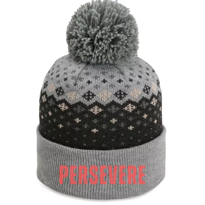 Persevere Script The Baniff Cuffed Pom Beanie